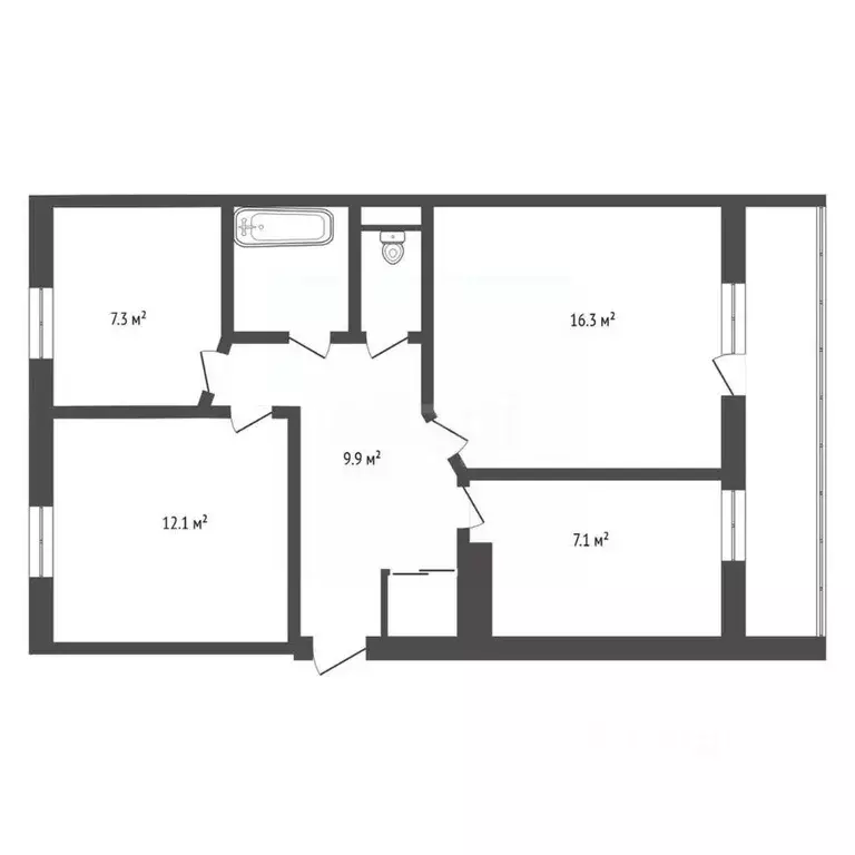 3-к кв. Амурская область, Завитинск Красноармейская ул., 34 (58.0 м) - Фото 2