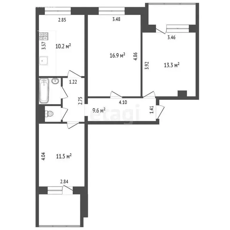 3-комнатная квартира: Орёл, улица Бурова, 26 (66.1 м) - Фото 0