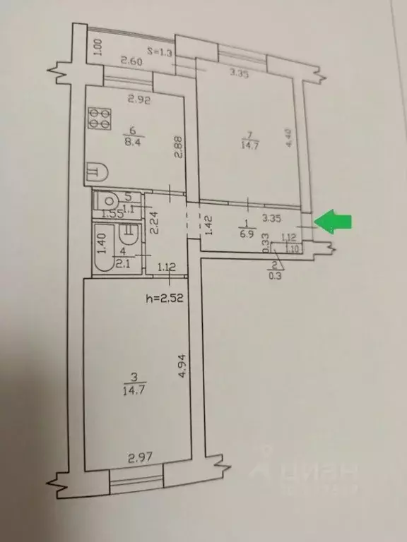 2-к кв. Брянская область, Брянск ул. Котовского, 6 (49.5 м) - Фото 2