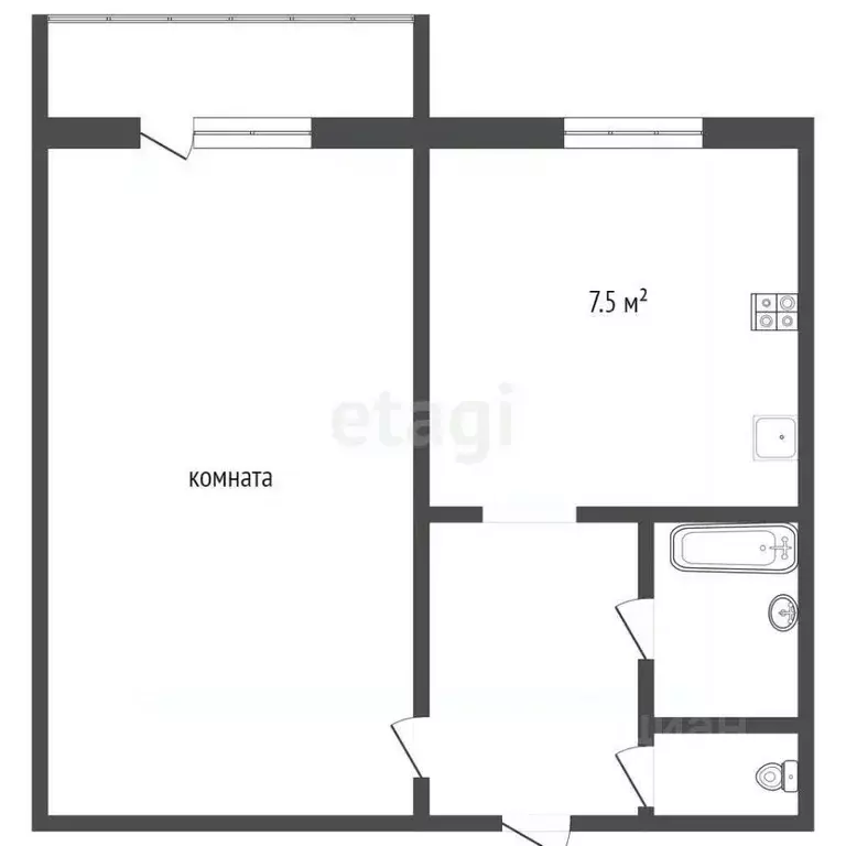 1-к кв. Оренбургская область, Оренбург ул. Терешковой, 263/1 (34.0 м) - Фото 1