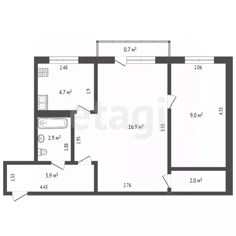 2-к кв. Мордовия, Саранск просп. 60 лет Октября, 37 (41.4 м) - Фото 2