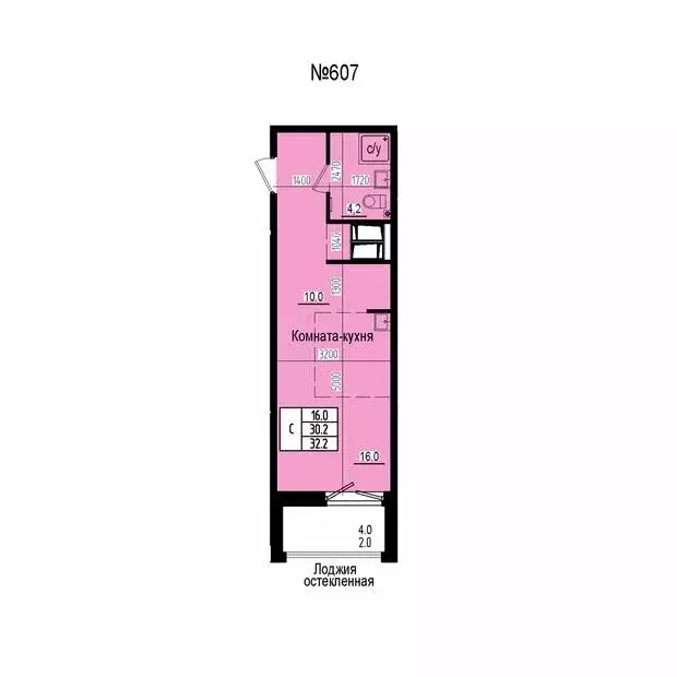 Квартира-студия: посёлок Парголово, Ольгинская дорога, 3/20 (32.2 м) - Фото 2