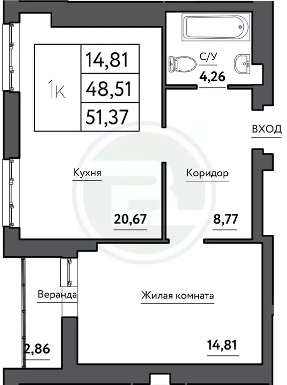 1-к кв. Самарская область, Самара Корабельная ул., 13 (51.37 м) - Фото 0