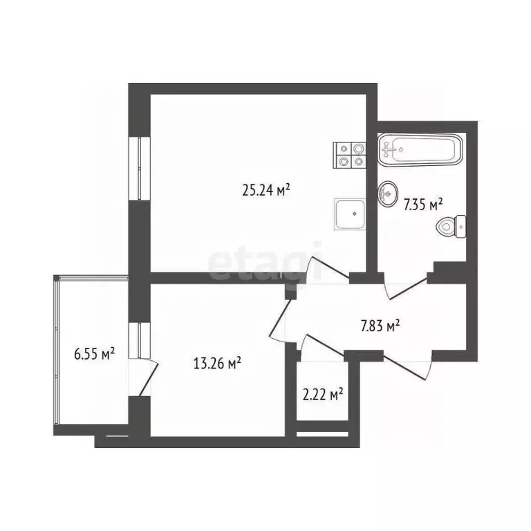 1-к кв. Тюменская область, Тюмень Самарская ул., 20 (55.9 м) - Фото 1