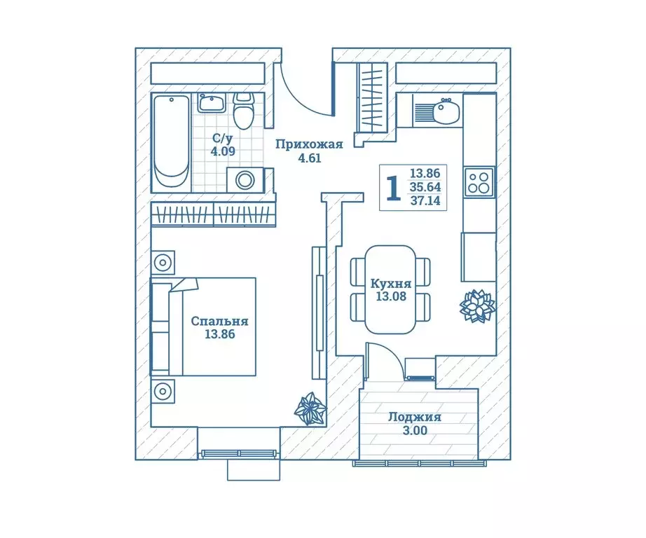 1-комнатная квартира: посёлок городского типа Монино, улица Генерала ... - Фото 1