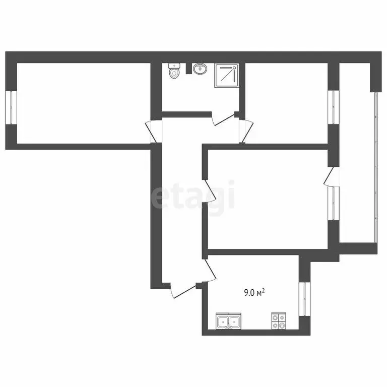 3-комнатная квартира: Тюмень, улица Щербакова, 142к3 (62.6 м) - Фото 1
