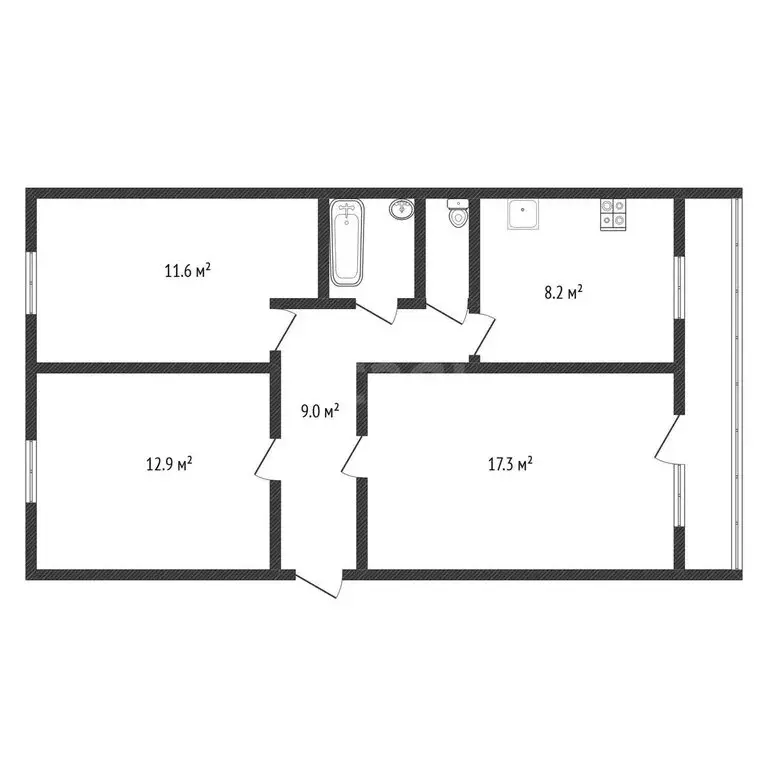 3-комнатная квартира: Черкесск, проспект Ленина, 13А (62.9 м) - Фото 2