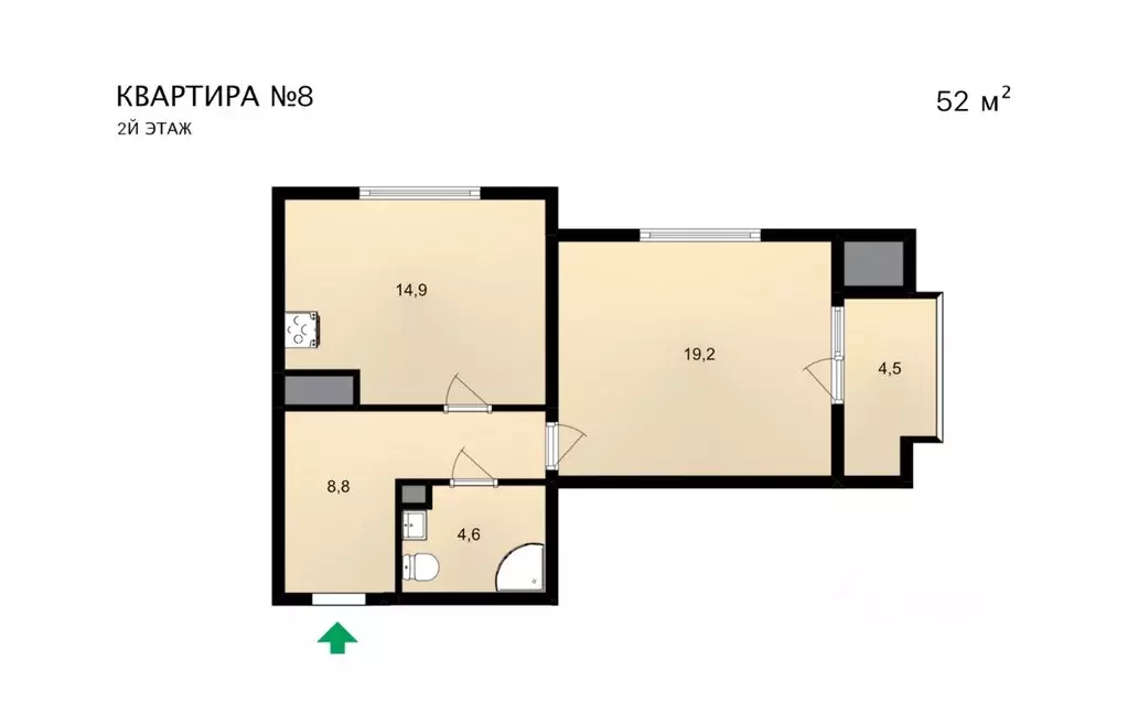 2-к кв. Крым, Ялта ул. Щорса, 10В (52.0 м) - Фото 2