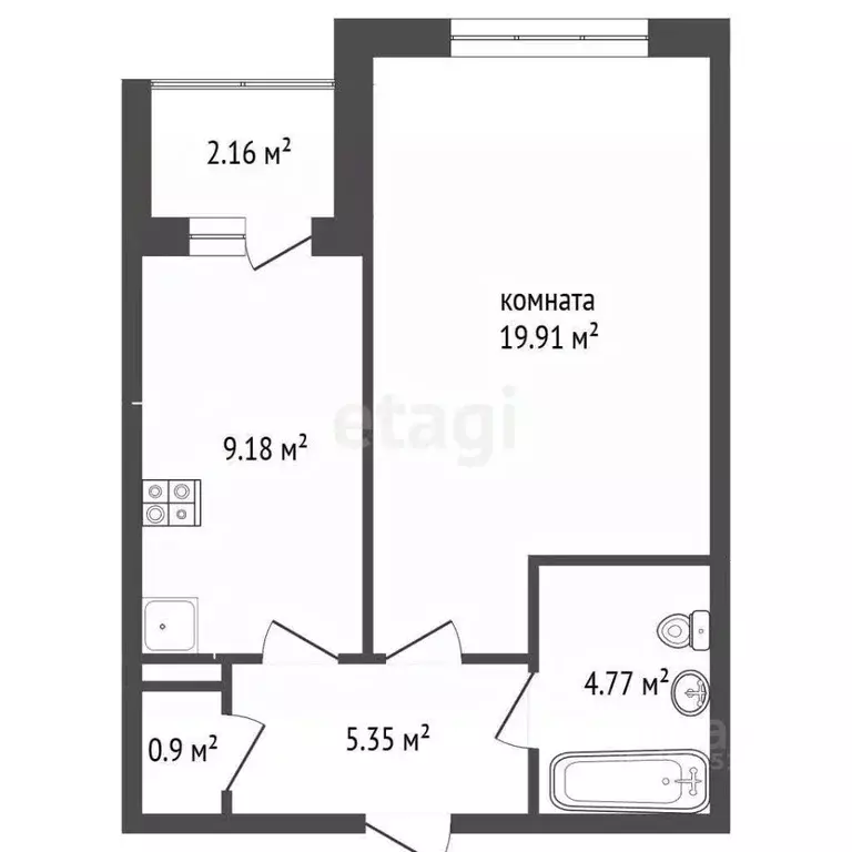 1-к кв. Ростовская область, Батайск Заводская ул., 114 (40.1 м) - Фото 2