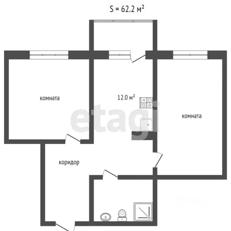 2-к кв. Челябинская область, Челябинск ул. Чичерина, 32А (61.0 м) - Фото 2