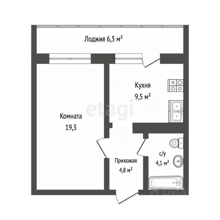 1-к кв. Тюменская область, Тюмень ул. Дружбы, 73к1 (38.3 м) - Фото 1