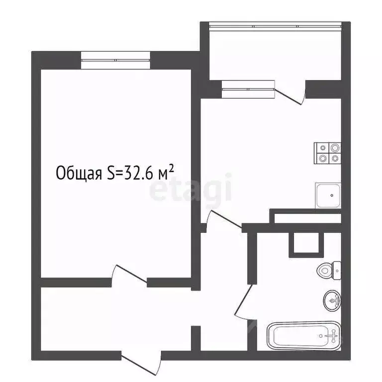 1-к кв. Новосибирская область, Новосибирск Спортивная ул., 9 (32.6 м) - Фото 0