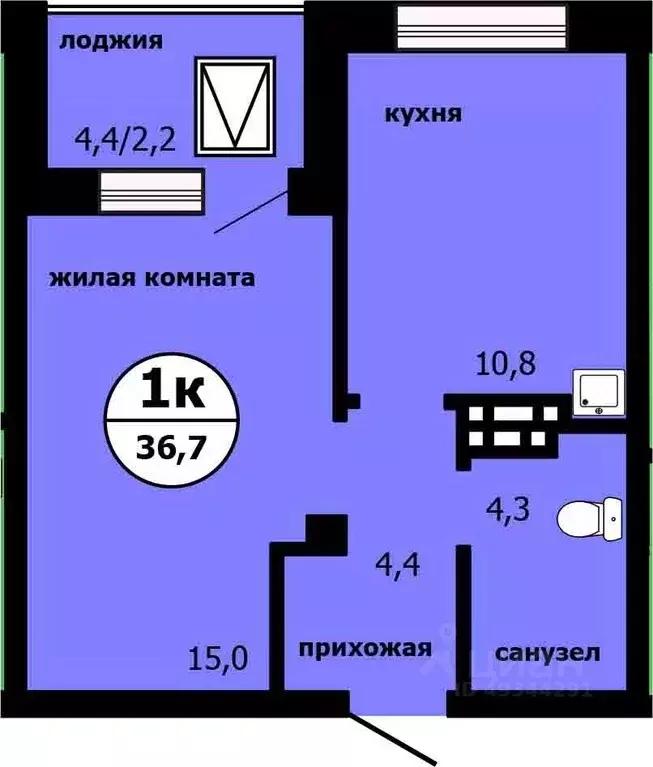 1-к кв. Красноярский край, Красноярск ул. Лесников, 55 (36.0 м) - Фото 1
