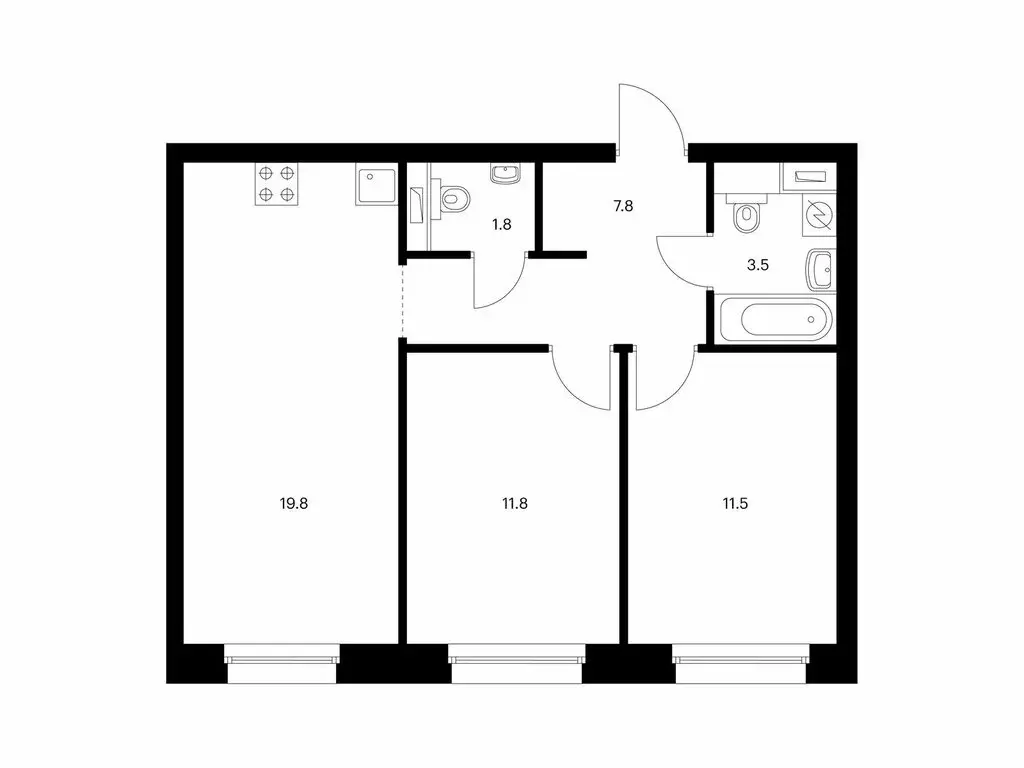 2-комнатная квартира: Москва, жилой комплекс Полар, 1.4 (56.2 м) - Фото 0