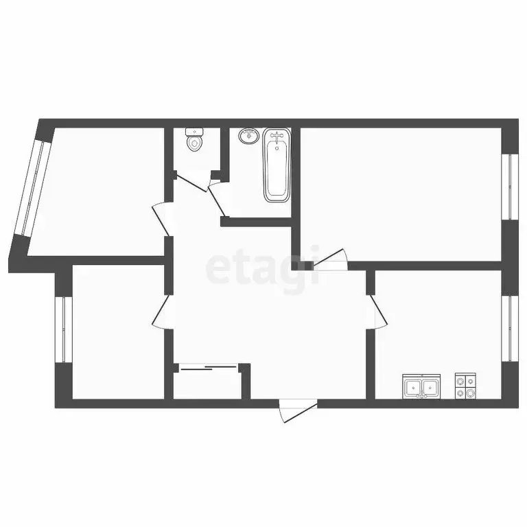3-комнатная квартира: Вилючинск, микрорайон Центральный, 22 (62.3 м) - Фото 2