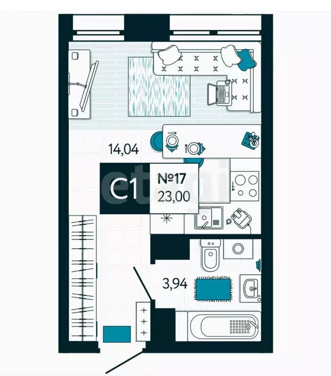 Квартира-студия: Тула, улица Чмутова, 158Ж (23 м) - Фото 1