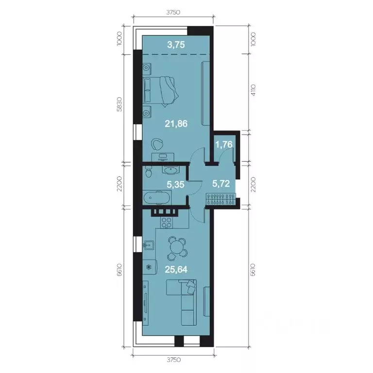 2-к кв. Иркутская область, Иркутск наб. Верхняя, 131 (64.08 м) - Фото 1