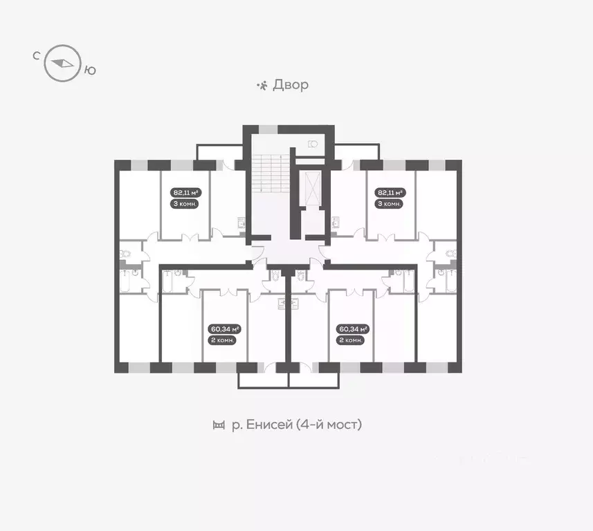 2-к кв. Красноярский край, Красноярск ул. Академгородок, 78 (60.9 м) - Фото 1