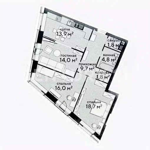 3-к кв. Москва ул. Народного Ополчения, 15К3 (81.7 м) - Фото 1