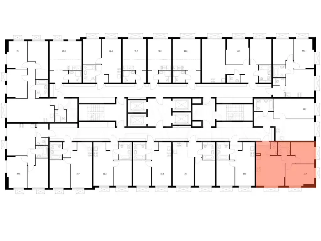 2-к. квартира, 48,7 м, 25/25 эт. - Фото 1