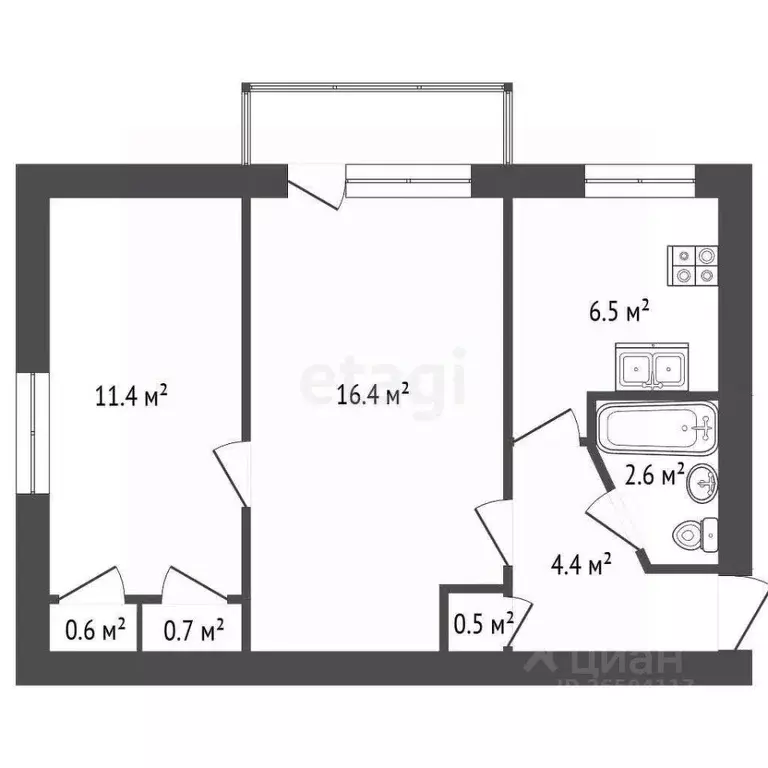 2-к кв. Севастополь просп. Юрия Гагарина, 38 (43.8 м) - Фото 2
