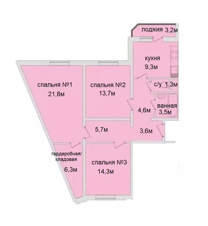 3-к кв. московская область, реутов юбилейный просп, 78 (85.4 м) - Фото 1