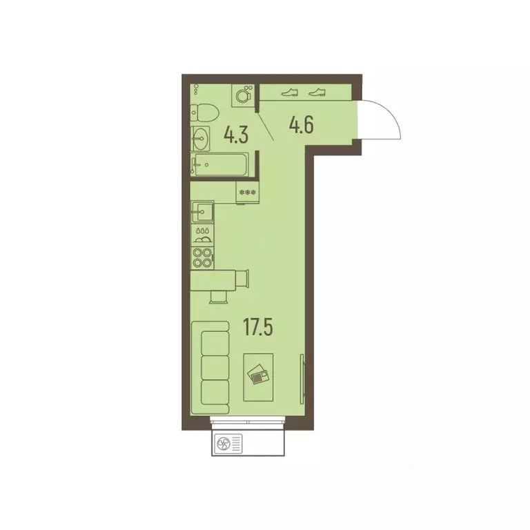 1-к кв. Пермский край, Пермь Подлесная ул., 55А (26.4 м) - Фото 1