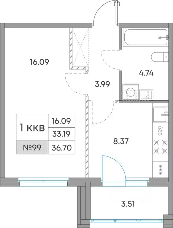 1-к кв. Карелия, Петрозаводск Александровский Завод тер.,  (36.7 м) - Фото 1