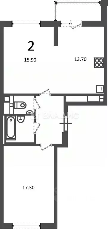 2-к кв. Москва Кусковская ул., 12/1 (57.7 м) - Фото 2