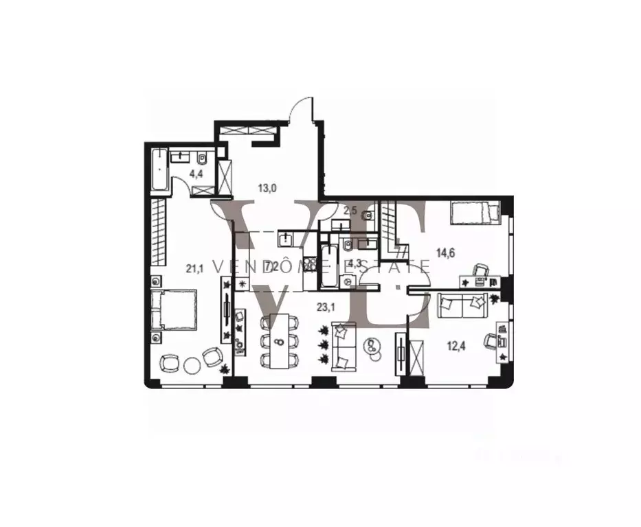 3-к кв. Москва Озерная ул., 1к2/5 (104.0 м) - Фото 2