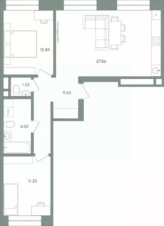 2-к кв. Ханты-Мансийский АО, Сургут ул. Крылова (69.23 м) - Фото 0