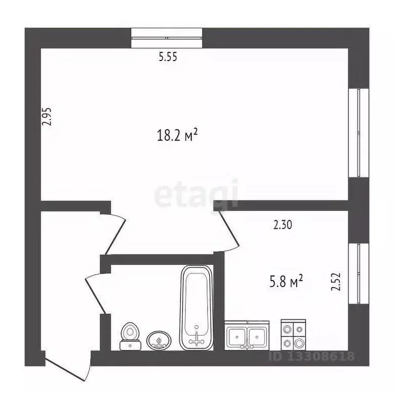 1-к кв. Омская область, Омск просп. Карла Маркса, 47 (31.0 м) - Фото 1