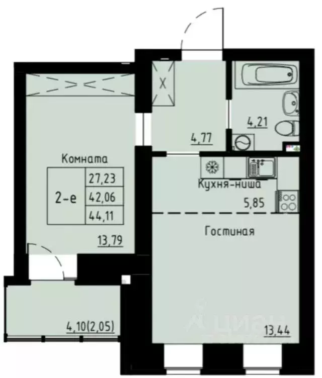 2-к кв. Красноярский край, Красноярск ул. Елены Стасовой, 80 (42.06 м) - Фото 1