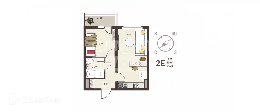 Продаётся 1-к квартира, 31.78 м - Фото 0