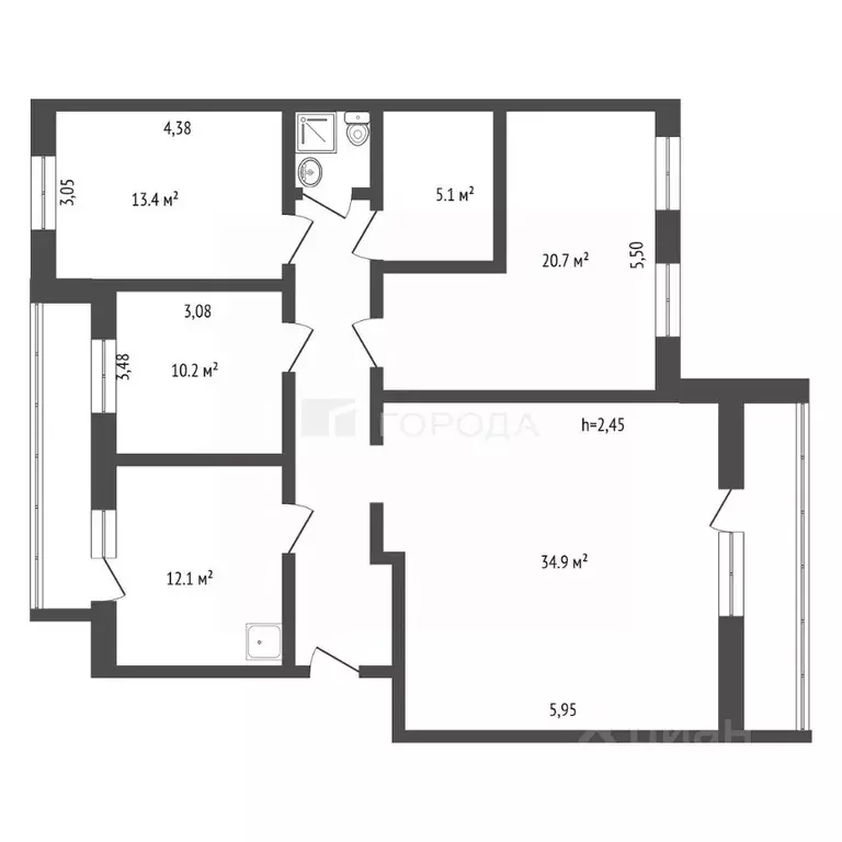 4-к кв. Томская область, Томск ул. Косарева, 33 (118.0 м) - Фото 2