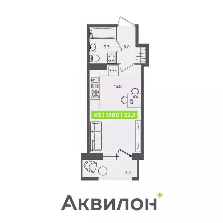 Студия Санкт-Петербург Планерная ул., 87к1 (22.3 м) - Фото 0