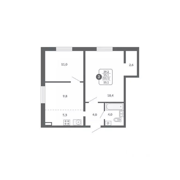 3-к кв. Кировская область, Киров ул. Потребкооперации, 34 (55.1 м) - Фото 1
