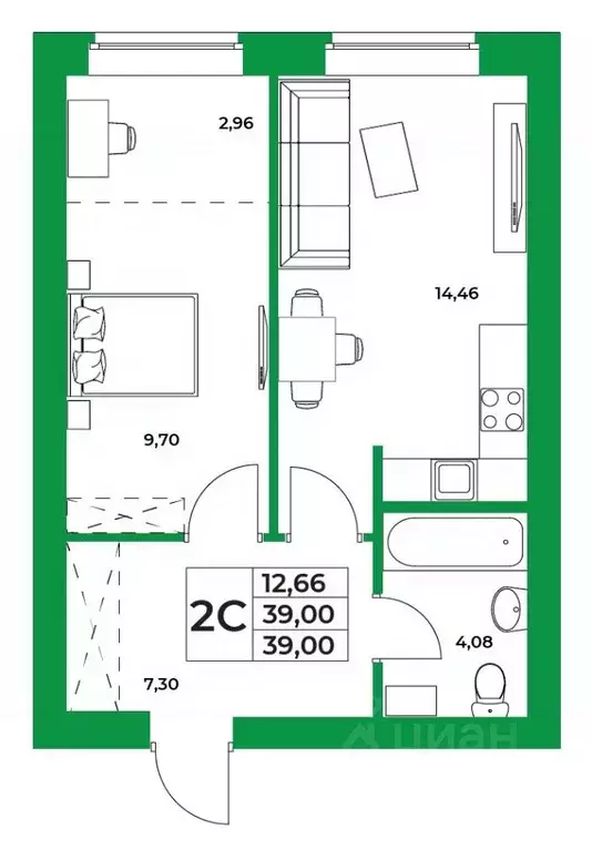 1-к кв. Башкортостан, Уфимский район, Зубовский сельсовет, с. Зубово ... - Фото 1