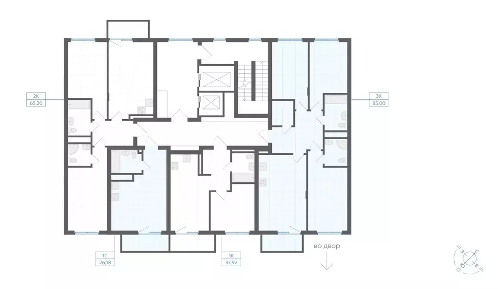 Студия Челябинская область, Челябинск Клевер жилой комплекс (26.18 м) - Фото 2