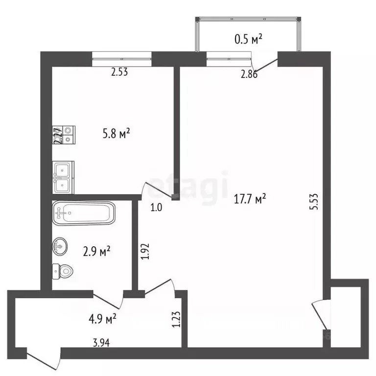 1-к кв. Томская область, Северск ул. Свердлова, 17 (32.0 м) - Фото 2