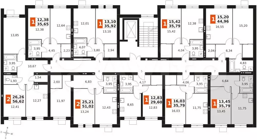 1-к. квартира, 35,8 м, 2/3 эт. - Фото 1
