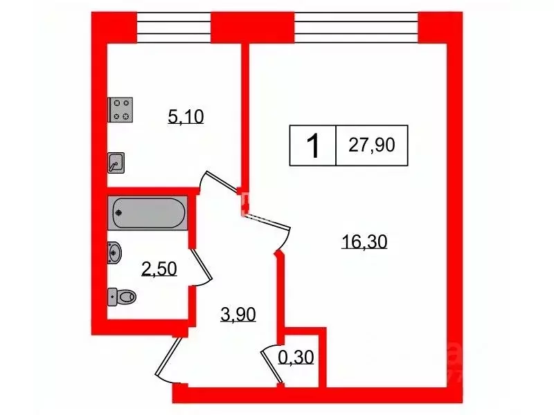 1-к кв. Санкт-Петербург Дачный просп., 19К3 (27.9 м) - Фото 1