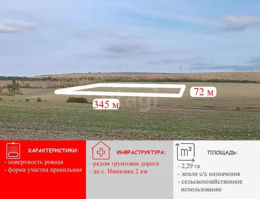 Участок в Крым, Симферопольский район, Трудовское с/пос, с. Ивановка  ... - Фото 1