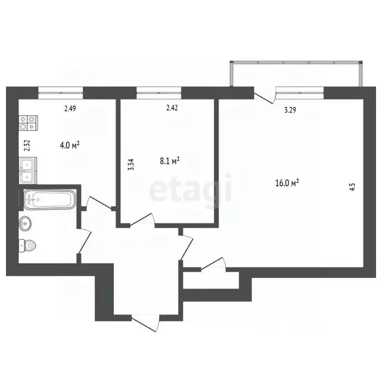 2-к кв. Москва бул. Маршала Рокоссовского, 32 (38.0 м) - Фото 2