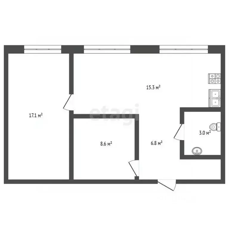 2-к кв. Архангельская область, Архангельск ул. Самойло, 12А (50.8 м) - Фото 1