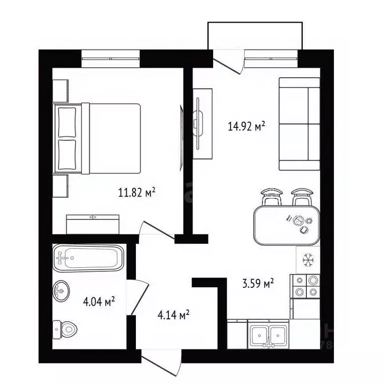 1-к кв. Новосибирская область, Кольцово рп, Ботаника мкр 6 (38.9 м) - Фото 1