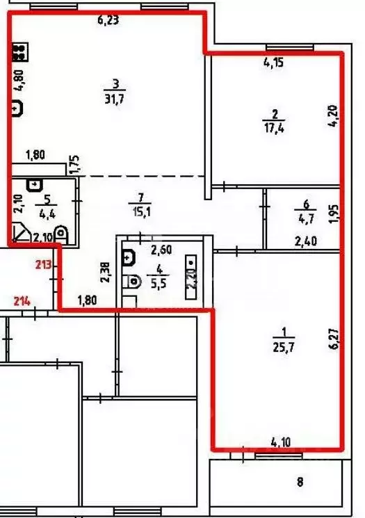 3-к кв. Свердловская область, Екатеринбург ул. Белинского, 177А (104.5 ... - Фото 2