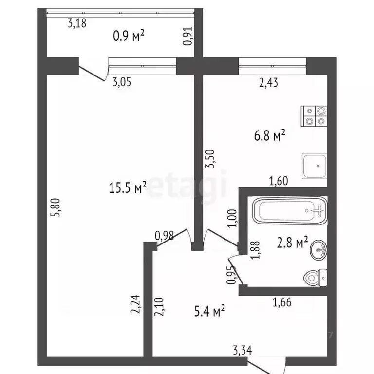 1-к кв. Брянская область, Дятьковский район, с. Слободище ул. ... - Фото 2