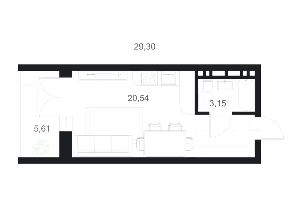 Квартира-студия: Каспийск, улица М. Халилова, 1А (29.3 м) - Фото 1