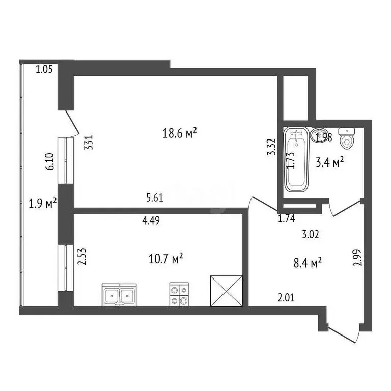 1-комнатная квартира: Альметьевск, проспект Изаила Зарипова, 41 (43 м) - Фото 1